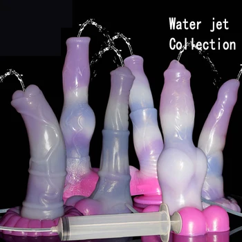 Воден спрей фалос течен силиконов вибратор цвят на медуза, секс играчки за жени с пръчка за мастурбация, Търтей, секс-играчки, Меки вибратор